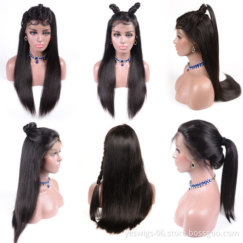 10A Quality Virgin Hair Straight Brazilian Frontal Wig Human Hair Wig Lace Front Virgin Cuticle Aligned 360 Human Hair Wig